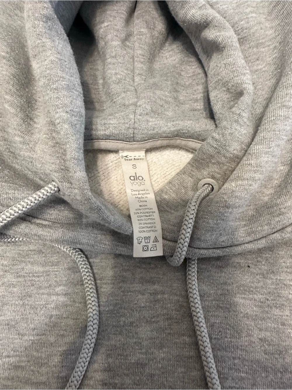 Alo Yoga Gray Cropped Pullover Hoodie Size Small S Oversized Sweatshirt